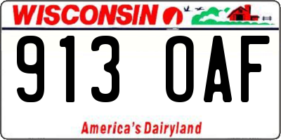 WI license plate 913OAF