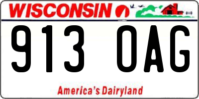 WI license plate 913OAG