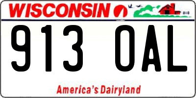 WI license plate 913OAL