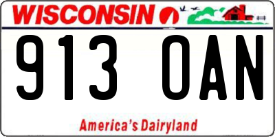 WI license plate 913OAN