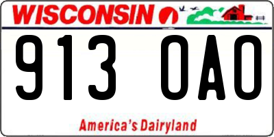 WI license plate 913OAO