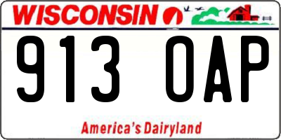 WI license plate 913OAP