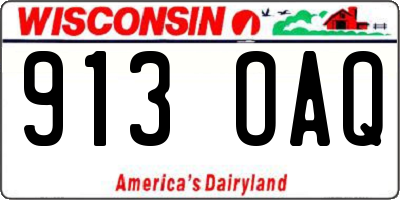 WI license plate 913OAQ