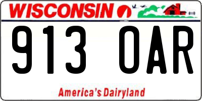 WI license plate 913OAR
