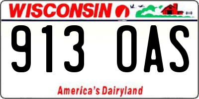 WI license plate 913OAS