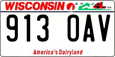 WI license plate 913OAV