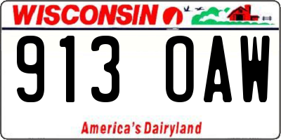 WI license plate 913OAW