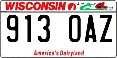 WI license plate 913OAZ
