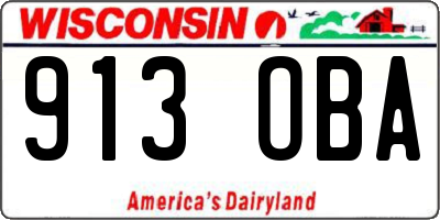WI license plate 913OBA