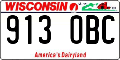 WI license plate 913OBC