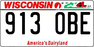 WI license plate 913OBE