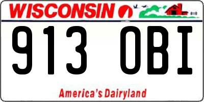 WI license plate 913OBI