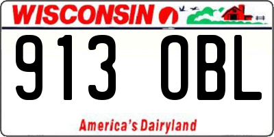 WI license plate 913OBL
