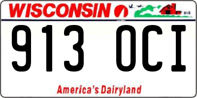 WI license plate 913OCI