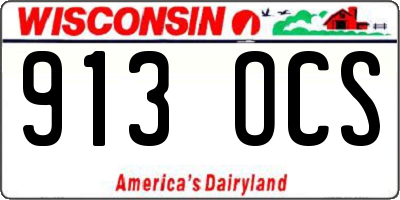 WI license plate 913OCS
