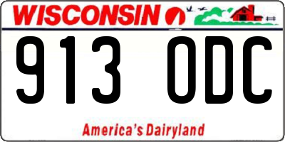 WI license plate 913ODC