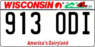 WI license plate 913ODI