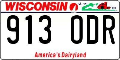 WI license plate 913ODR