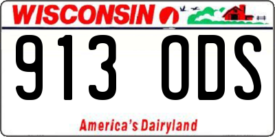 WI license plate 913ODS