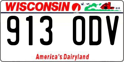 WI license plate 913ODV