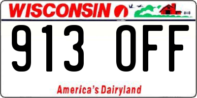 WI license plate 913OFF