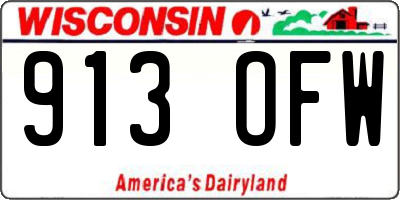 WI license plate 913OFW