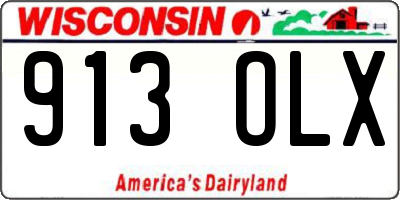 WI license plate 913OLX