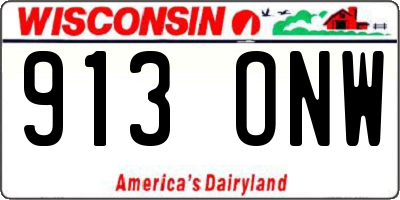 WI license plate 913ONW