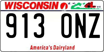 WI license plate 913ONZ