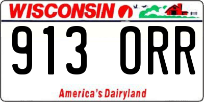 WI license plate 913ORR