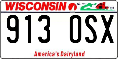 WI license plate 913OSX