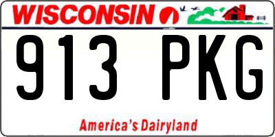 WI license plate 913PKG