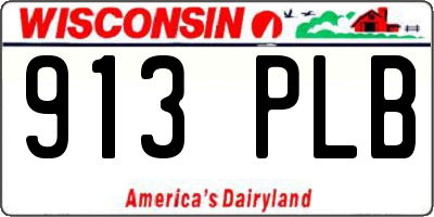 WI license plate 913PLB