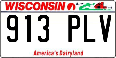 WI license plate 913PLV