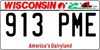 WI license plate 913PME