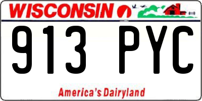 WI license plate 913PYC