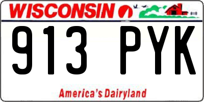 WI license plate 913PYK