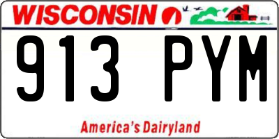 WI license plate 913PYM