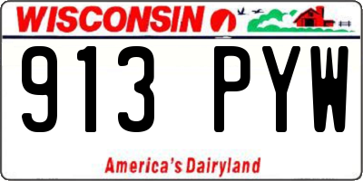WI license plate 913PYW