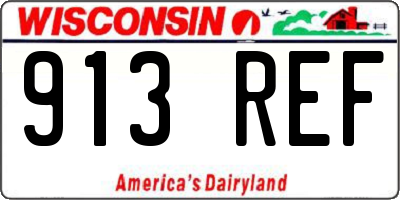 WI license plate 913REF