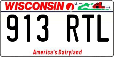 WI license plate 913RTL