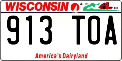 WI license plate 913TOA