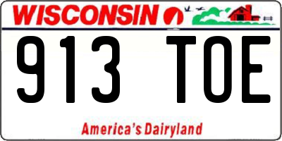 WI license plate 913TOE