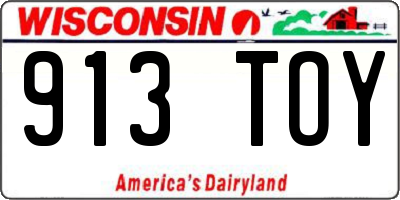 WI license plate 913TOY