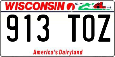 WI license plate 913TOZ