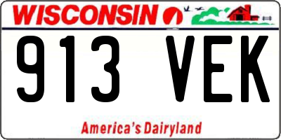 WI license plate 913VEK