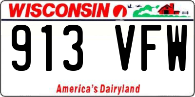 WI license plate 913VFW