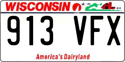 WI license plate 913VFX