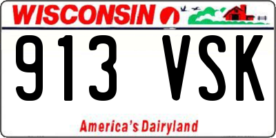 WI license plate 913VSK