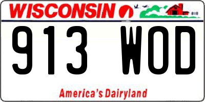 WI license plate 913WOD